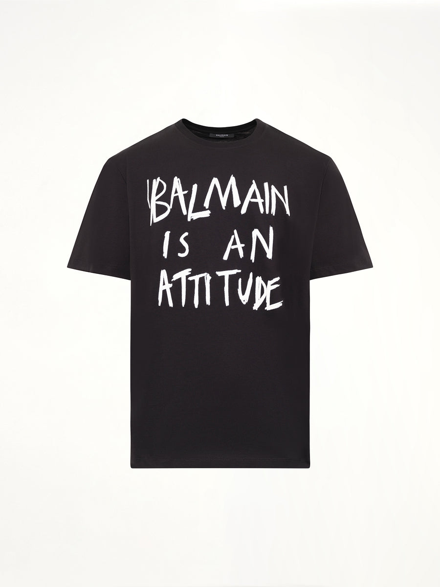 Balmain Attitude T-Shirt Bulky Fit in Black/White