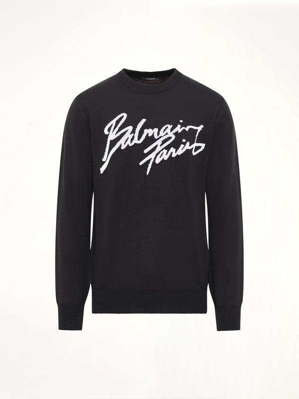 블랙/화이트 Balmain Paris 메리노 울 스웨터