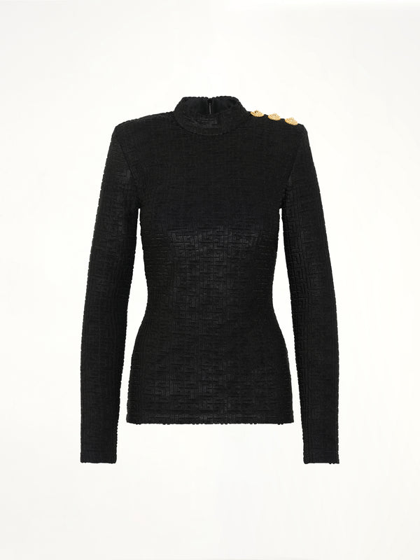 LS Bouclette Monogram Top in Black
