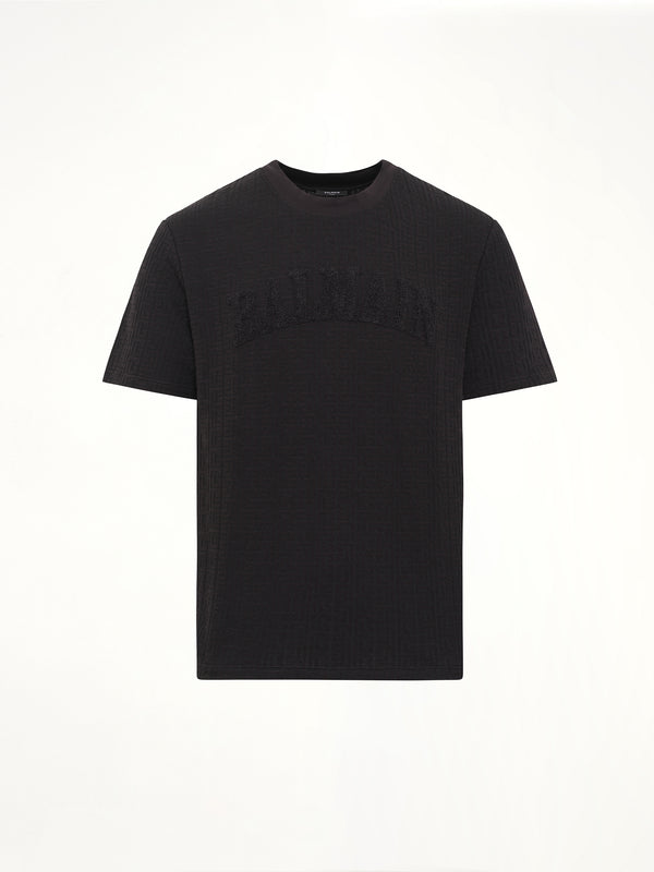 블랙 모노그램 Balmain 스펀지 티셔츠 레귤러 핏