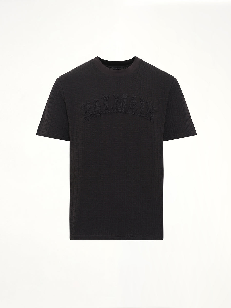 Monogram Balmain Sponge T-Shirt Reg Fit in Black