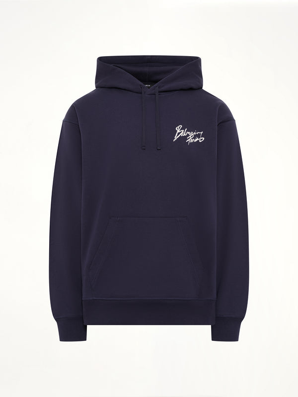블루 스몰 Balmain Paris 브러시 후디 레귤러