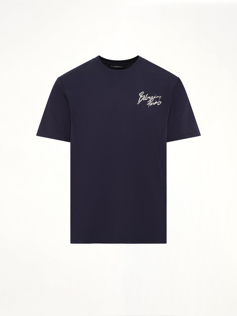 Small Balmain Paris Brush T-Shirt Reg Fit in Blue
