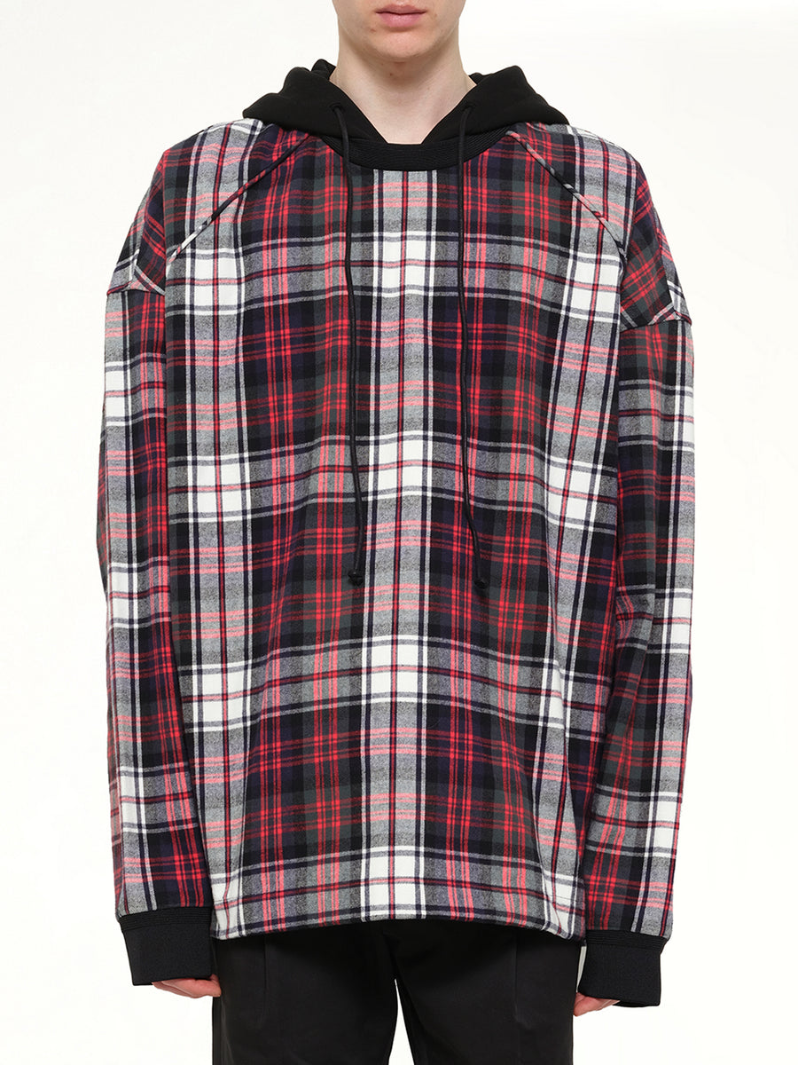 Plaid Hoodie in Red