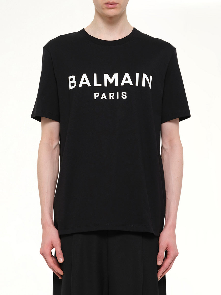 Balmain Print T-Shirt Reg Fit in Black/White