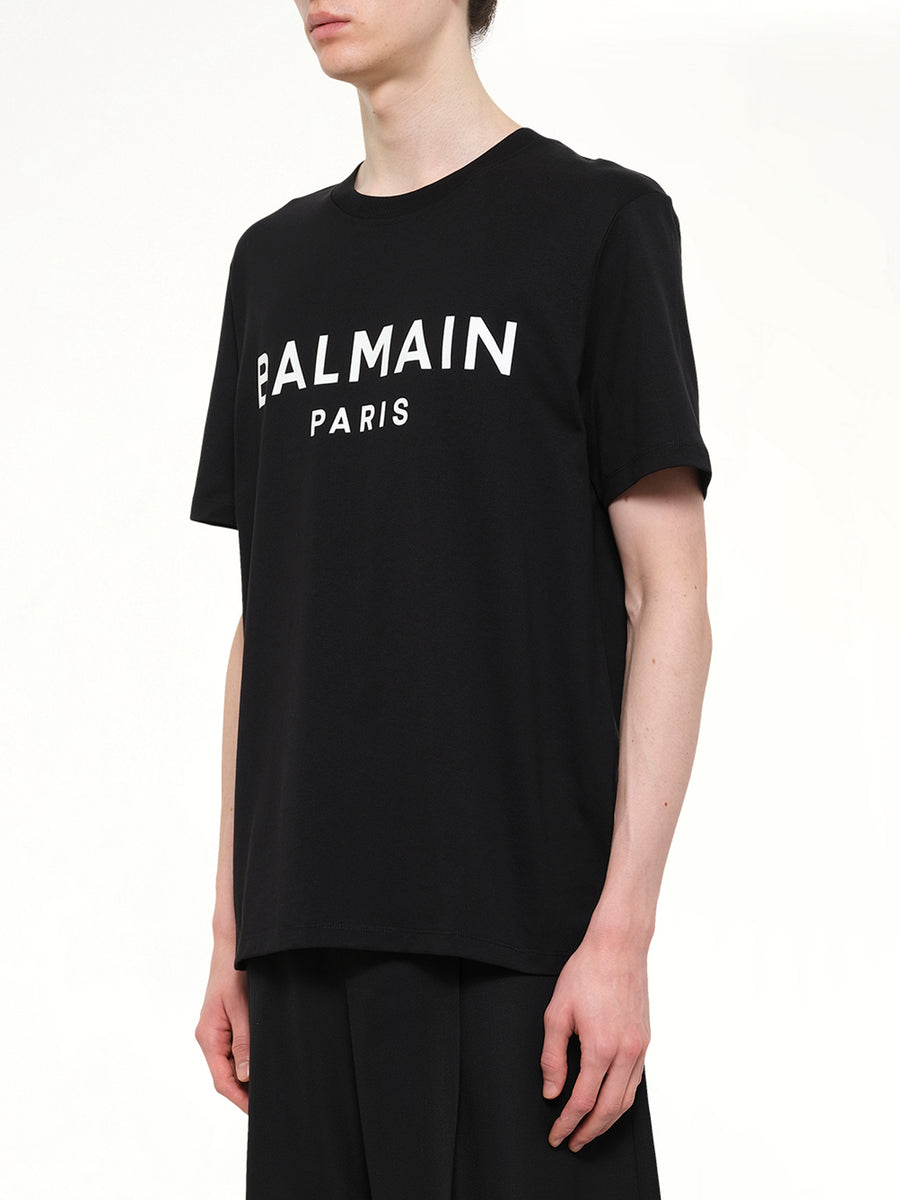 Balmain Print T-Shirt Reg Fit in Black/White