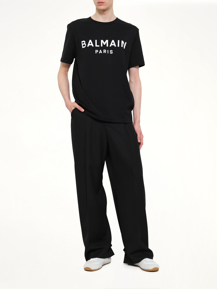 Balmain Print T-Shirt Reg Fit in Black/White