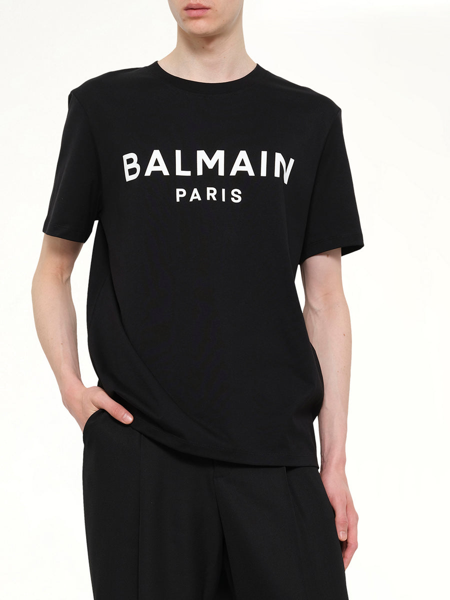 Balmain Print T-Shirt Reg Fit in Black/White
