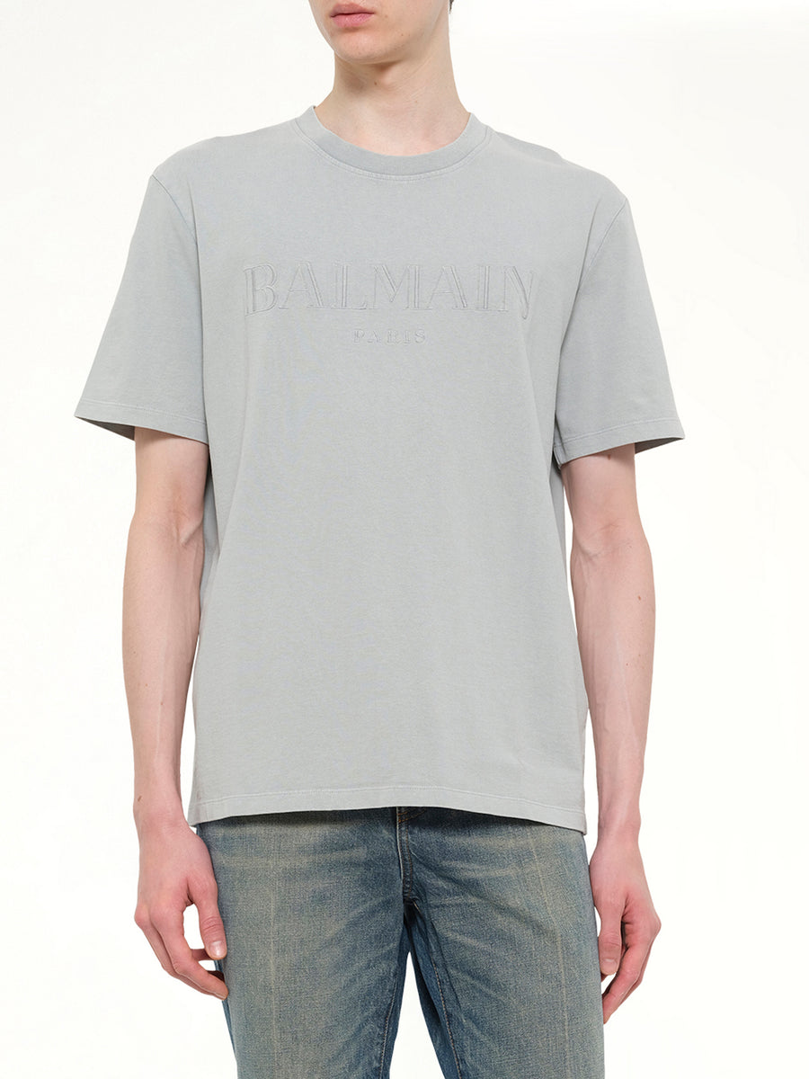 Balmain Vintage Emb T-Shirt Reg Fit in Grey