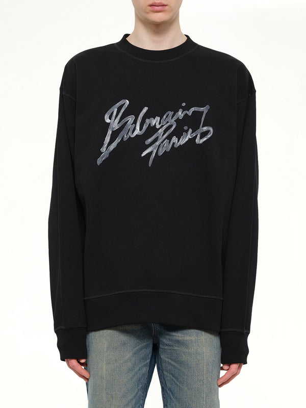 블랙 빅 Balmain Paris 브러시 스웨트셔츠 레귤러