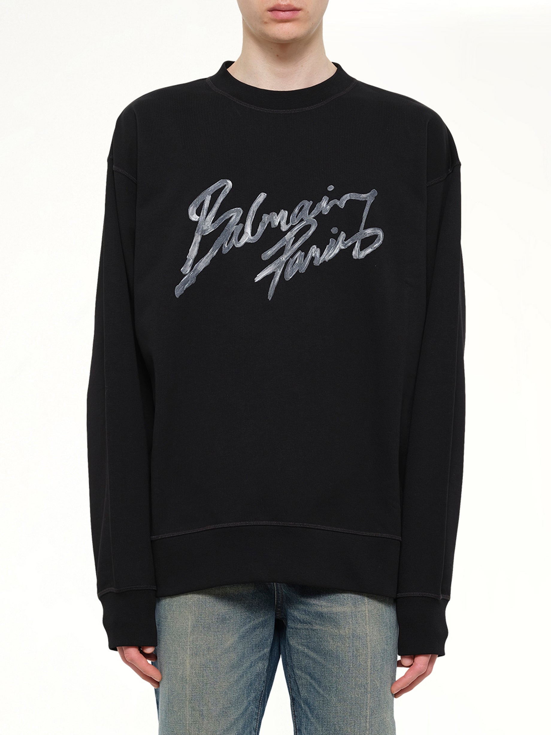 Big Balmain Paris Brush Sweatshirt Reg in Black