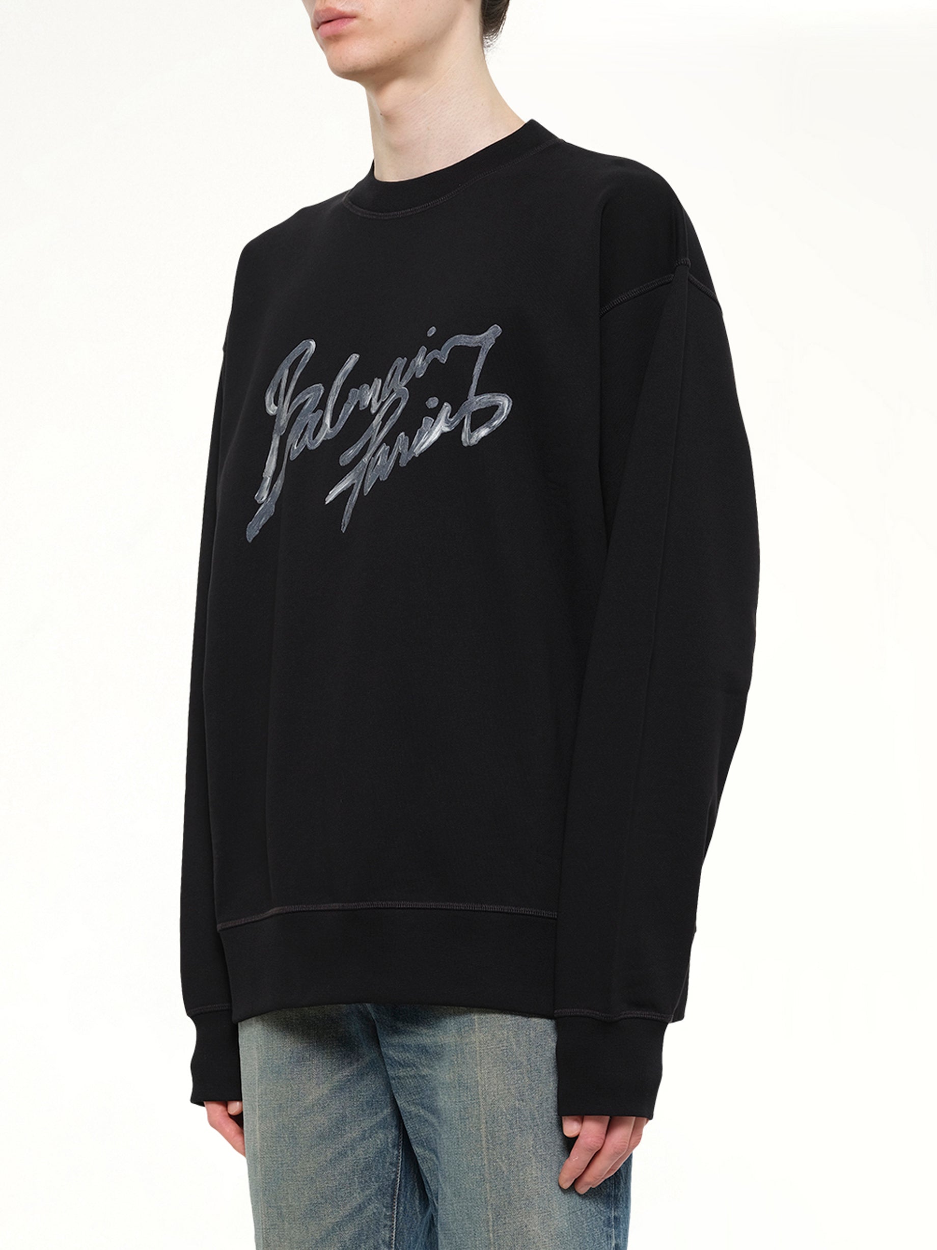 Big Balmain Paris Brush Sweatshirt Reg in Black