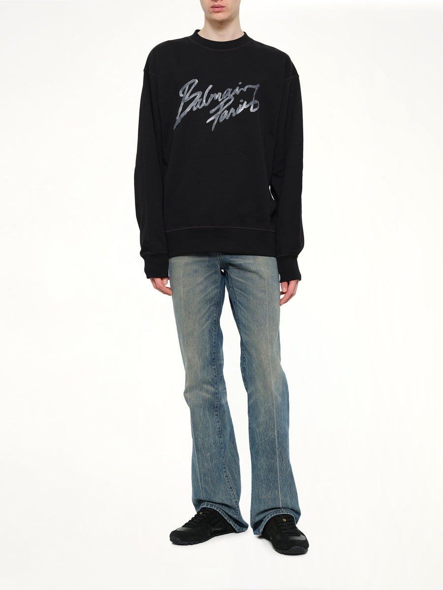 Big Balmain Paris Brush Sweatshirt Reg in Black