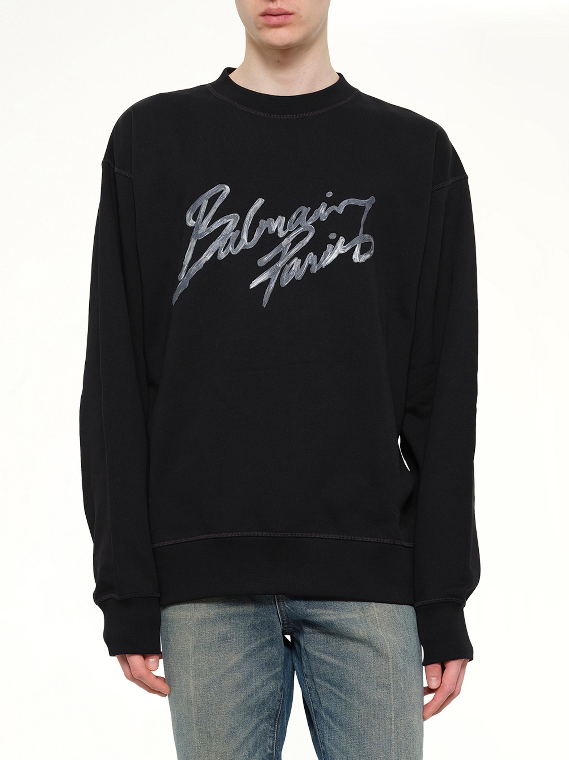 Big Balmain Paris Brush Sweatshirt Reg in Black
