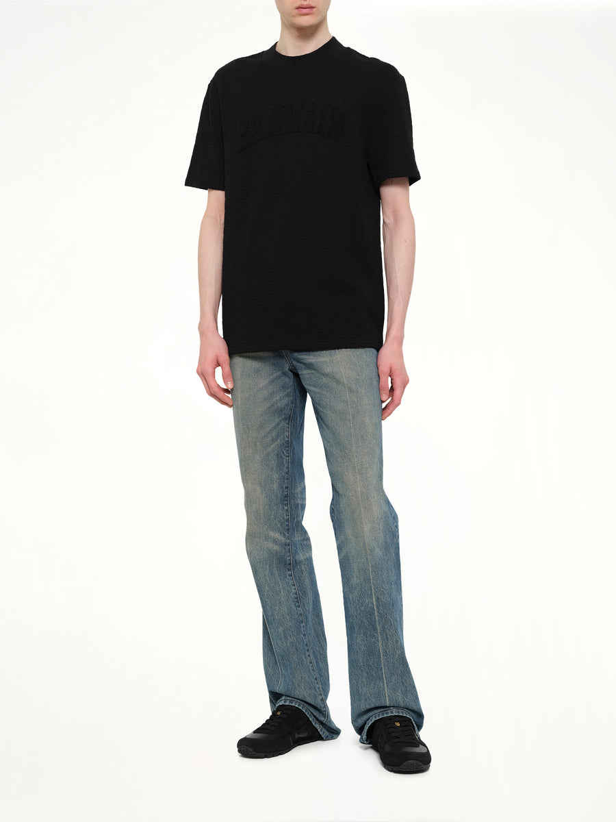 Monogram Balmain Sponge T-Shirt Reg Fit in Black