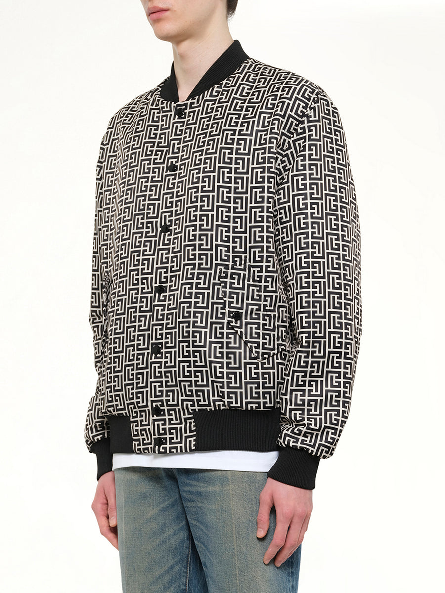 Monogram Nylon/Satin Reversible Bomber in Ivory