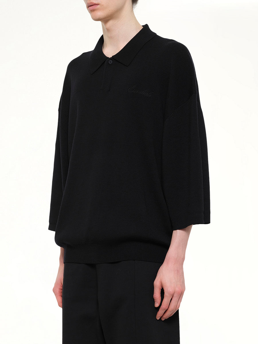 Signature 3/4 Sleeve 90's Knit Polo in Vintage Black