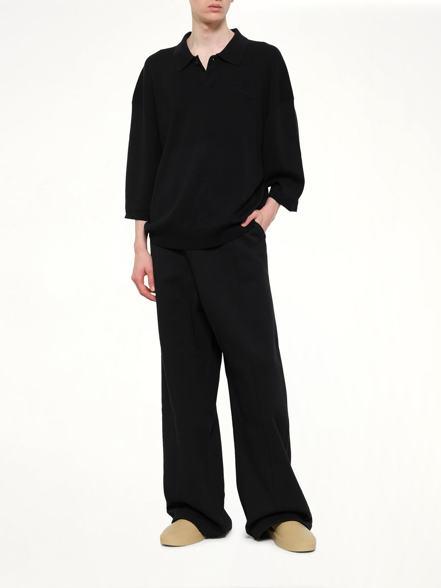 Signature 3/4 Sleeve 90's Knit Polo in Vintage Black