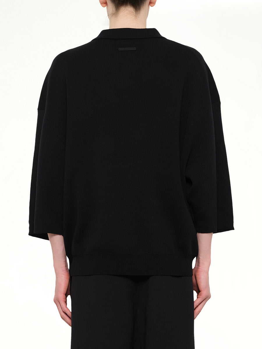 Signature 3/4 Sleeve 90's Knit Polo in Vintage Black