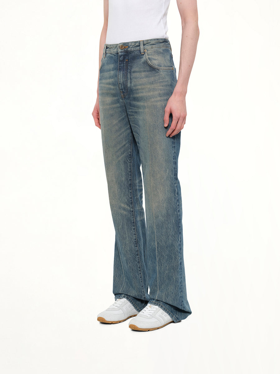 Tube Leg Jeans Vintage Wash in Blue