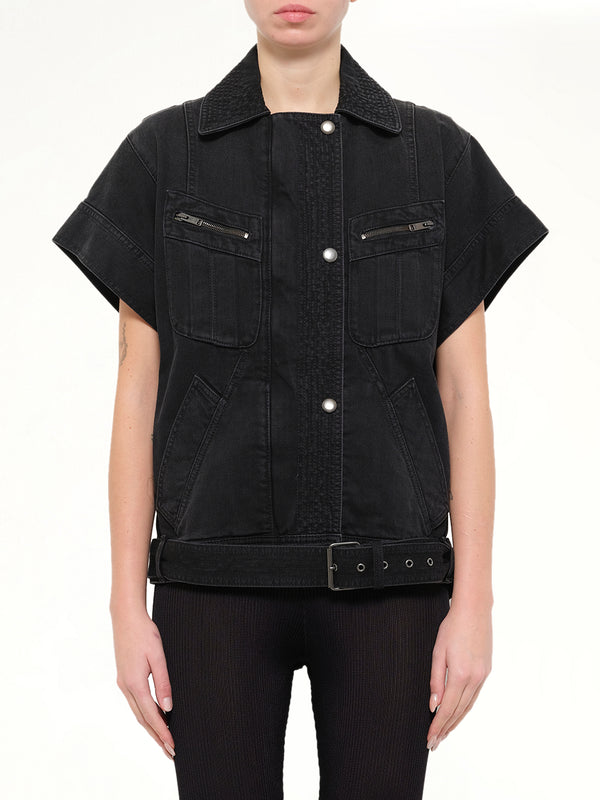 Jacket With Belt in Black