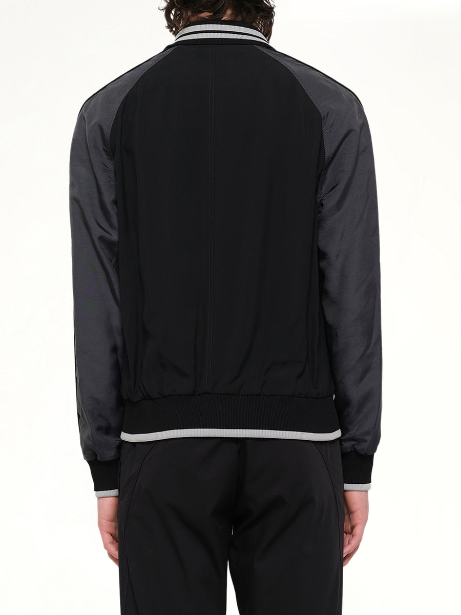 Piping Baseball Jacket in Black