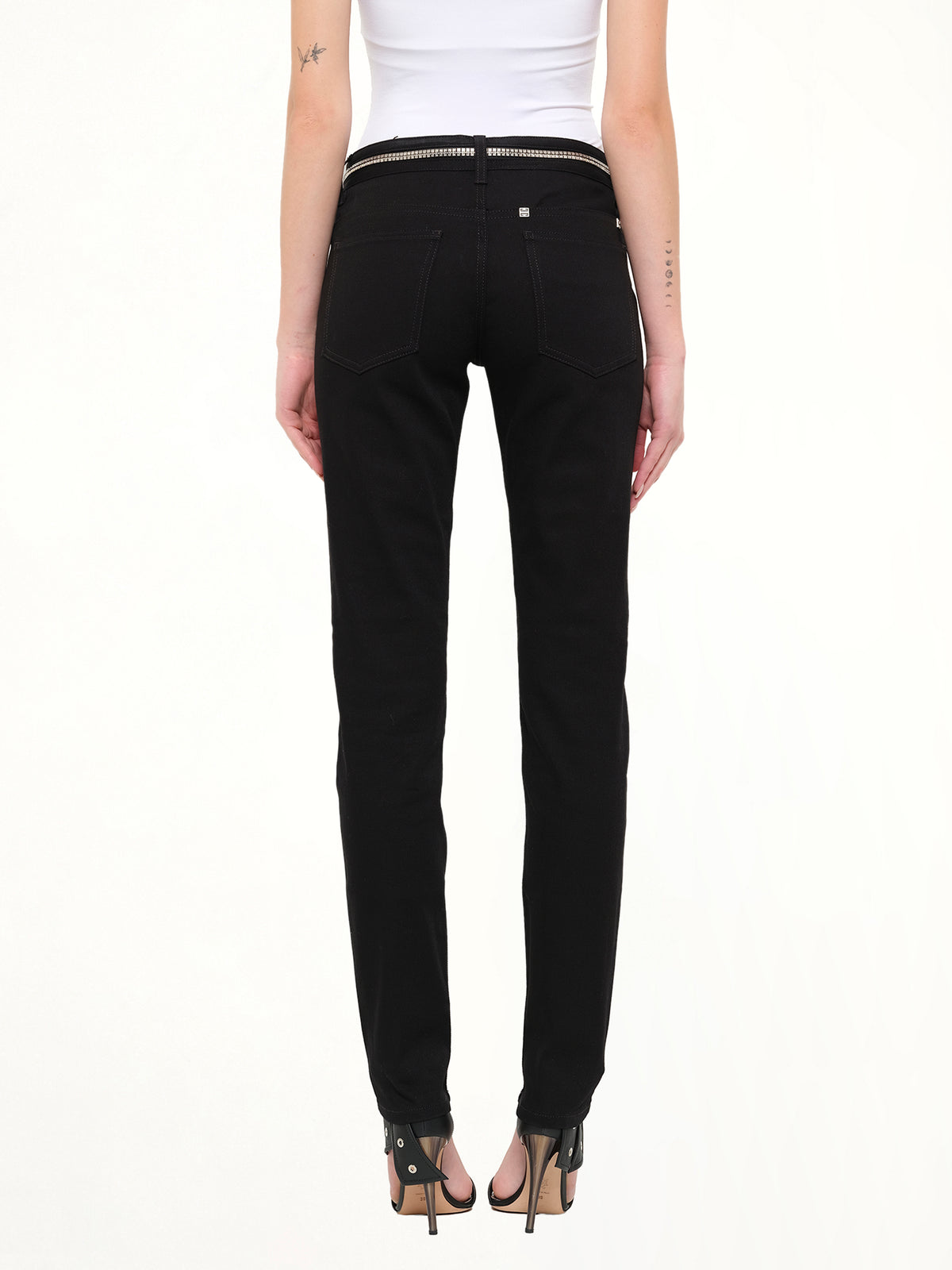 Slim Fit Denim with Zipper at Waist in Black