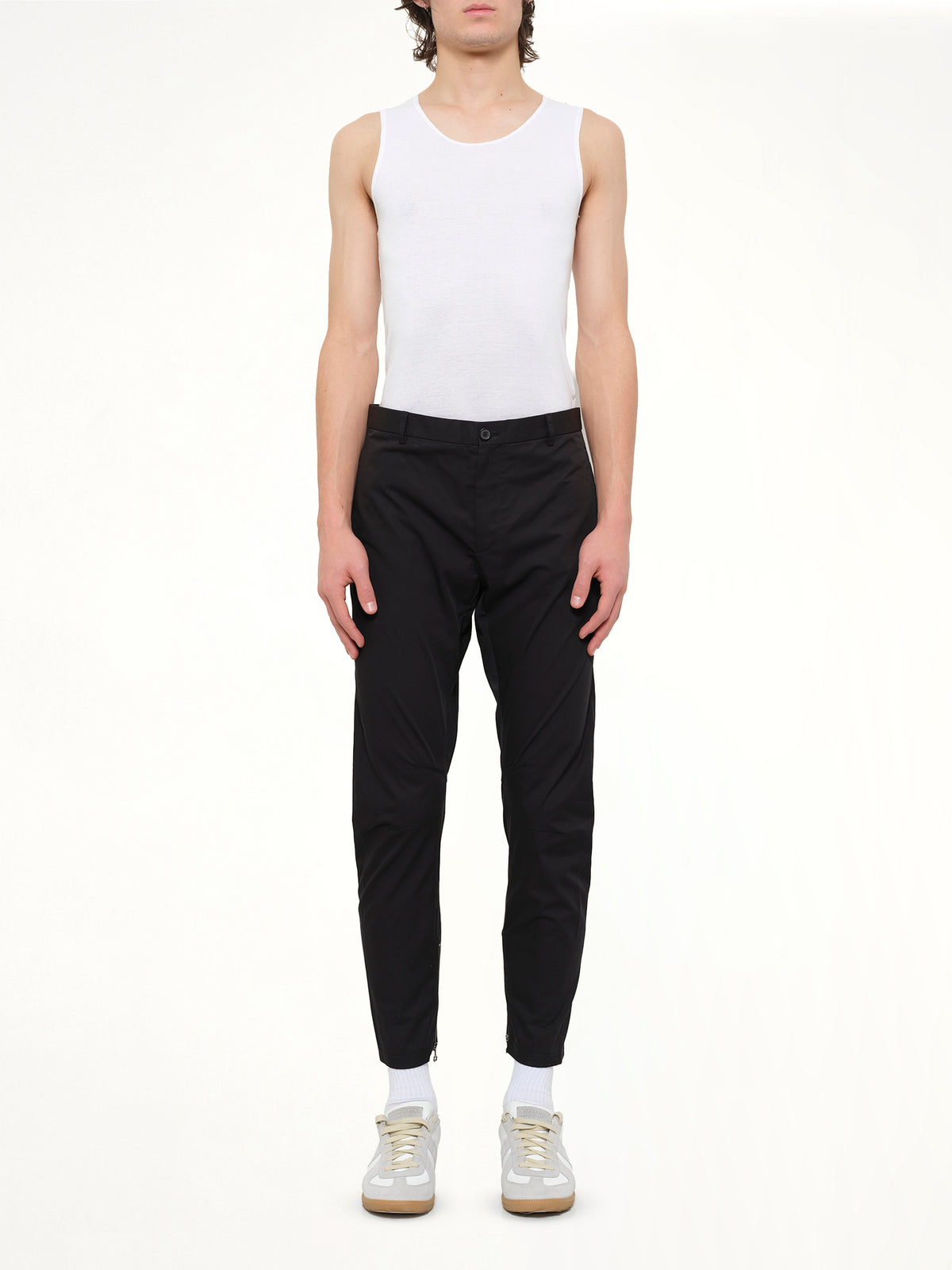 Cut Biker Pants in Black