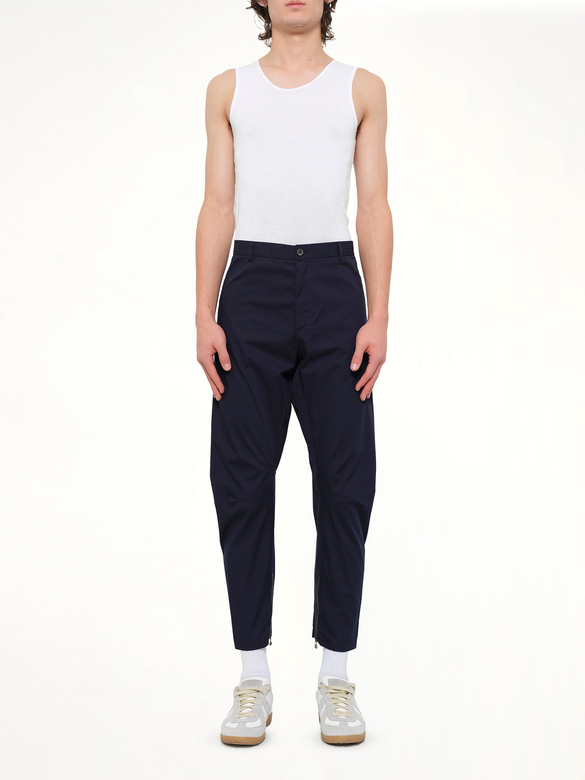 Cut Biker Pants in Blue