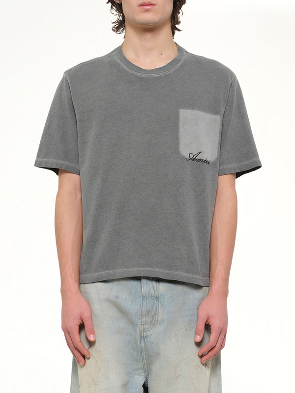 Faded Pocket Crop T-Shirt in Black