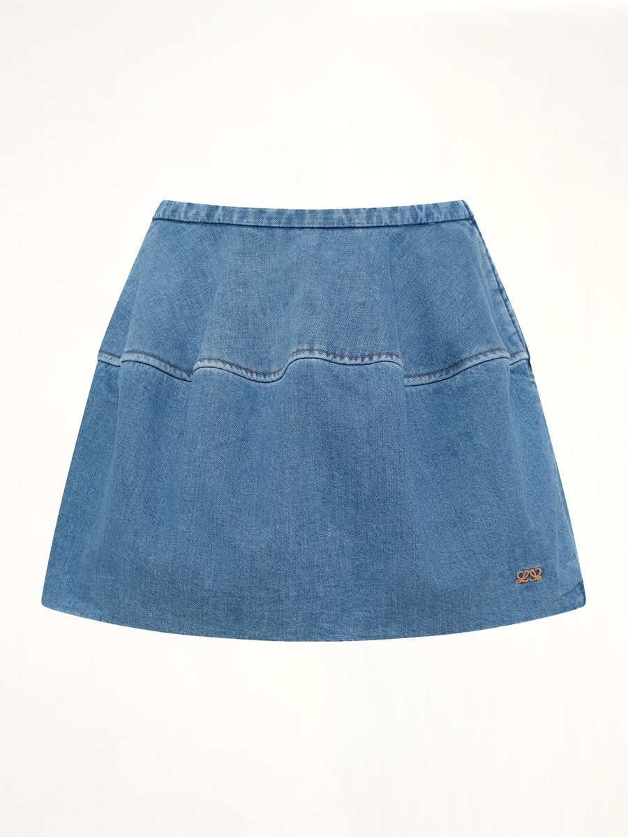 Denim Balloon Skirt in Light Blue