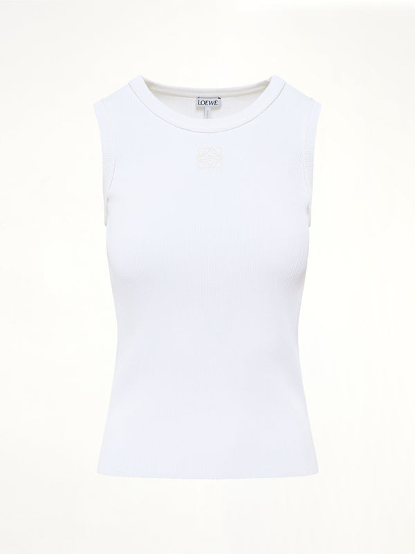 Tonal Anagram Tank Top in White