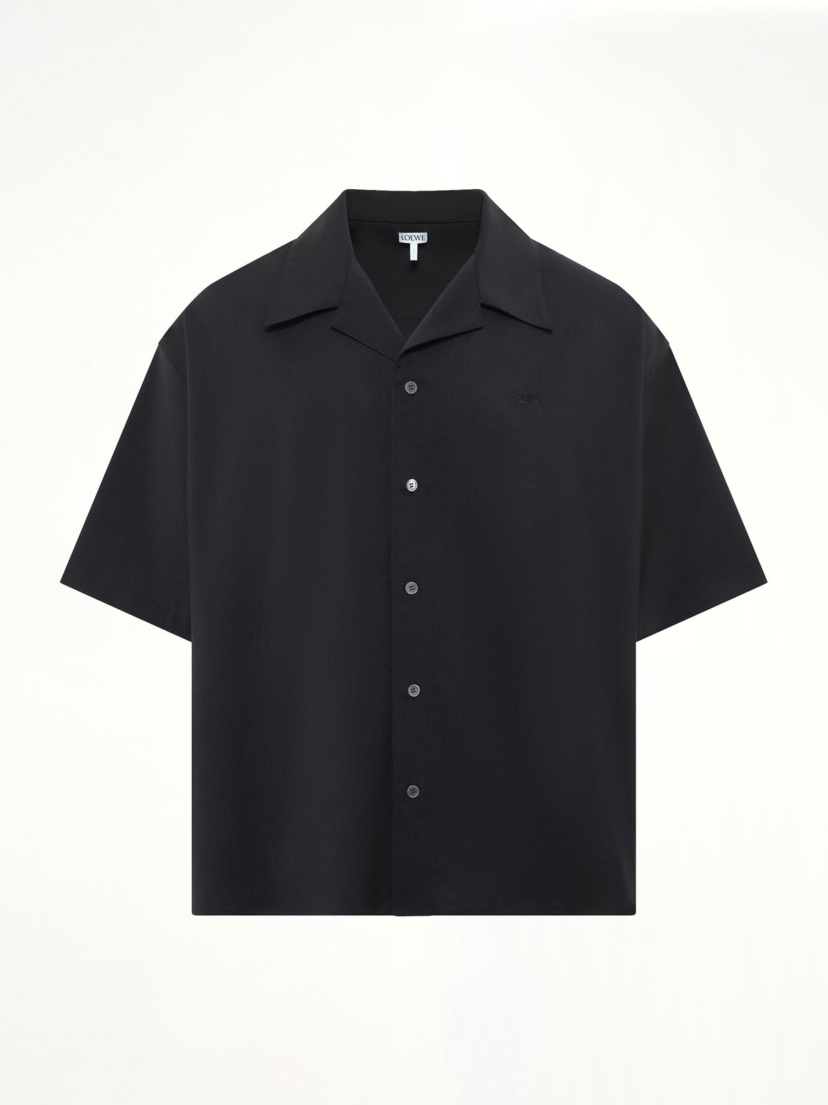 Wool Short Sleeve Shirt in Black