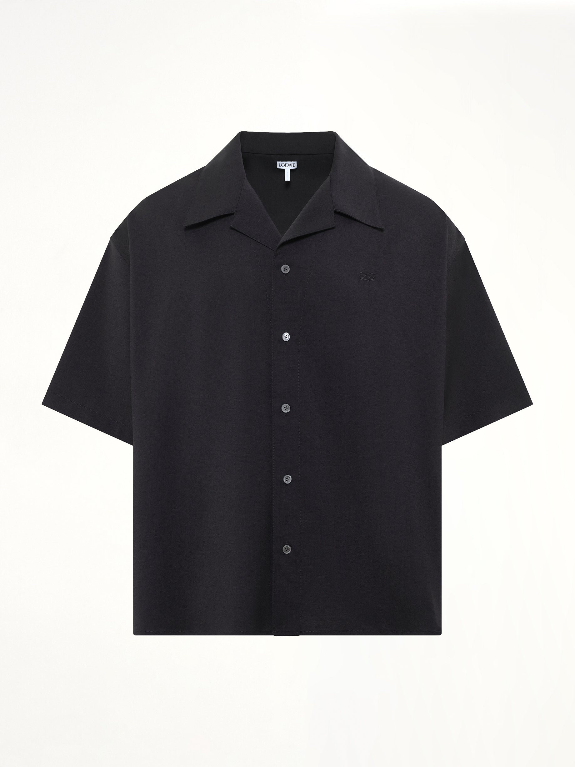 Wool Short Sleeve Shirt in Black