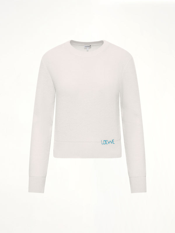 Wool Sweater in Ecru/Blue