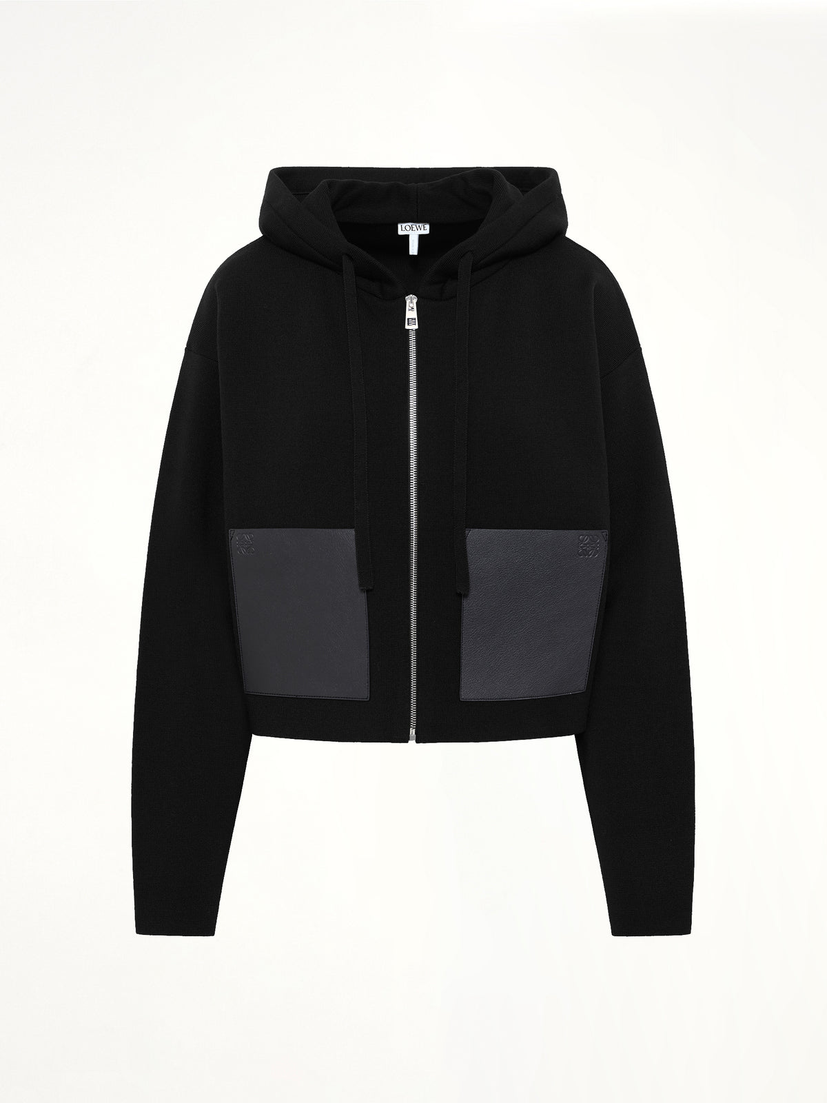 Wool Zip-Up Hoodie in Black