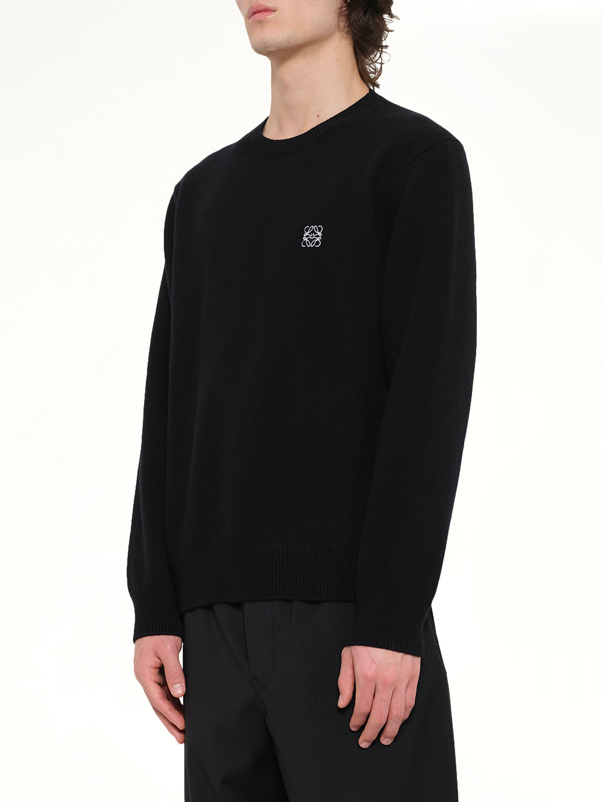 Anagram Embroidered Knit Sweater in Black