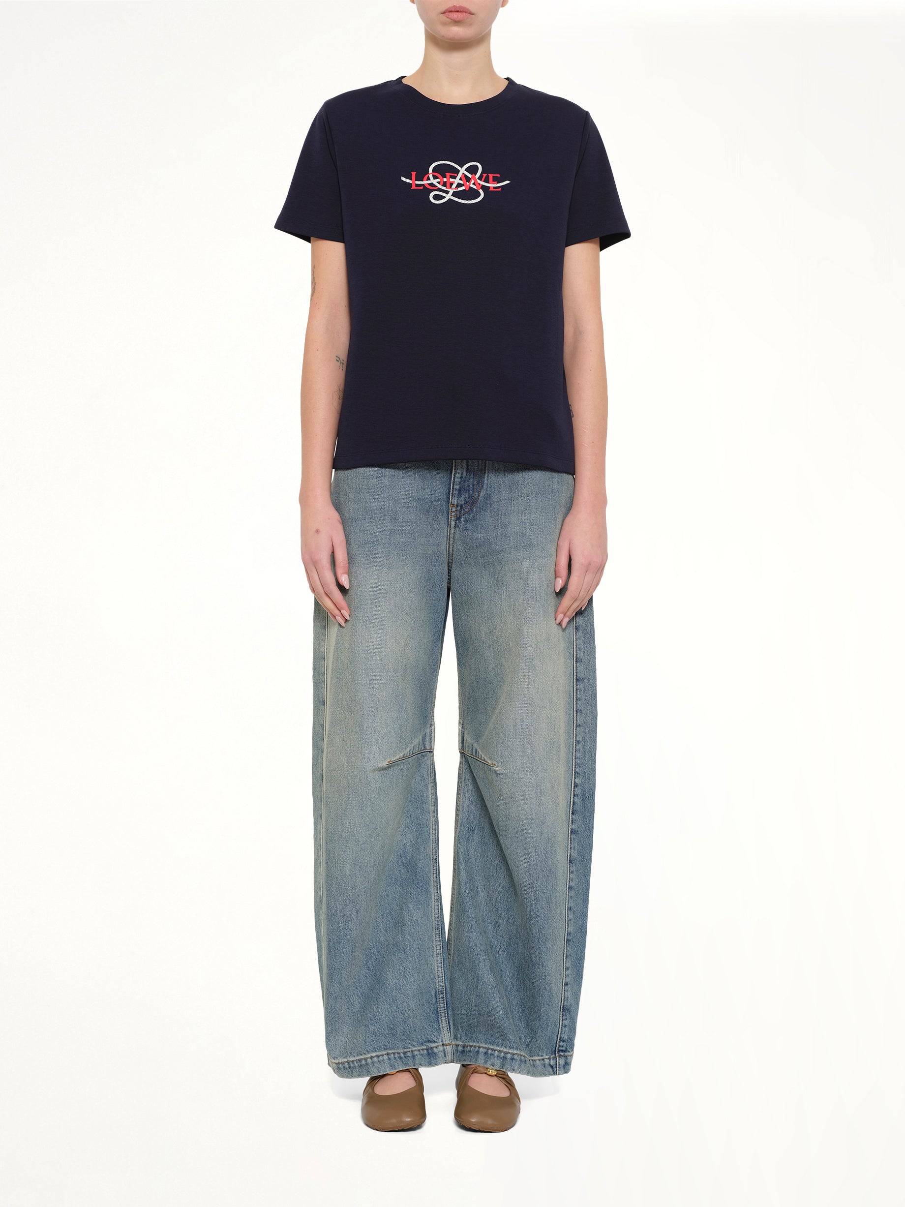 Anagram Regular Fit T-Shirt in Navy Blue/White