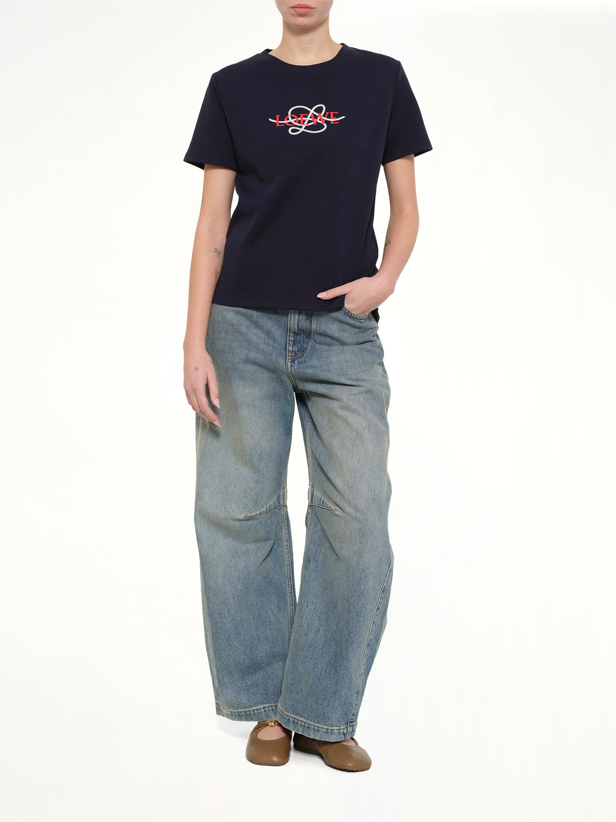 Anagram Regular Fit T-Shirt in Navy Blue/White