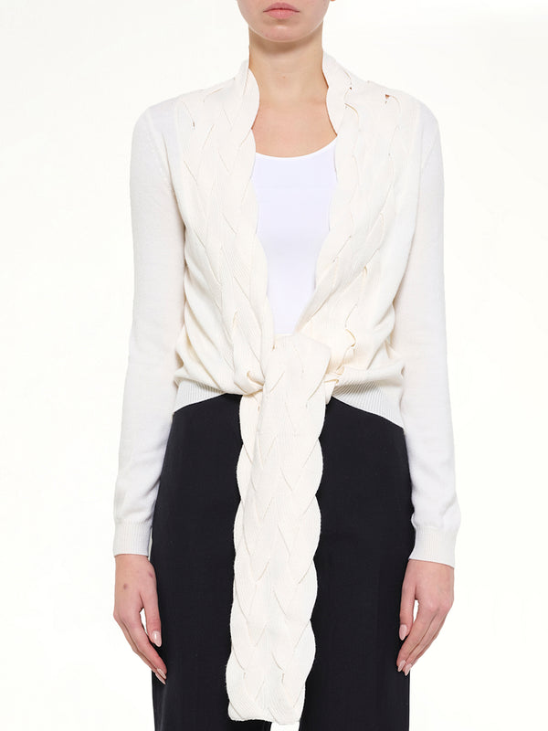 Braid Cardigan in White