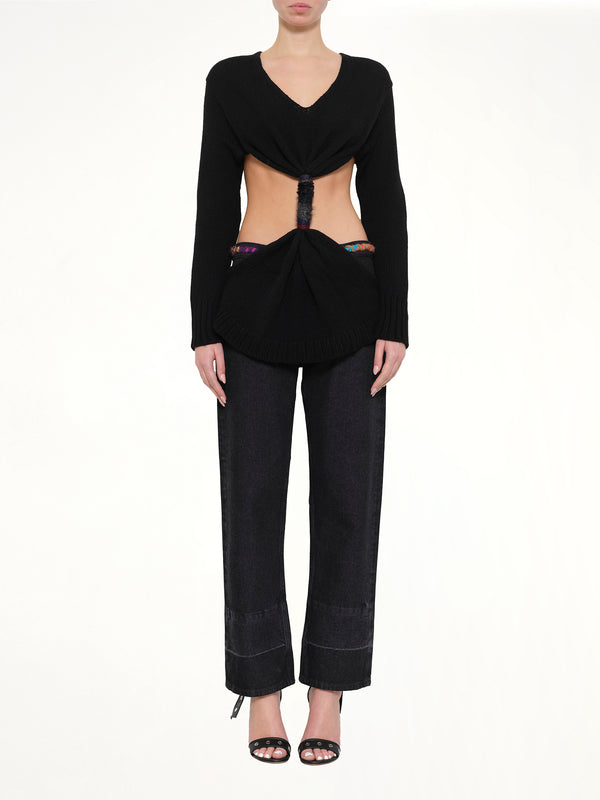 Embroidered Knot Sweatshirt in Black