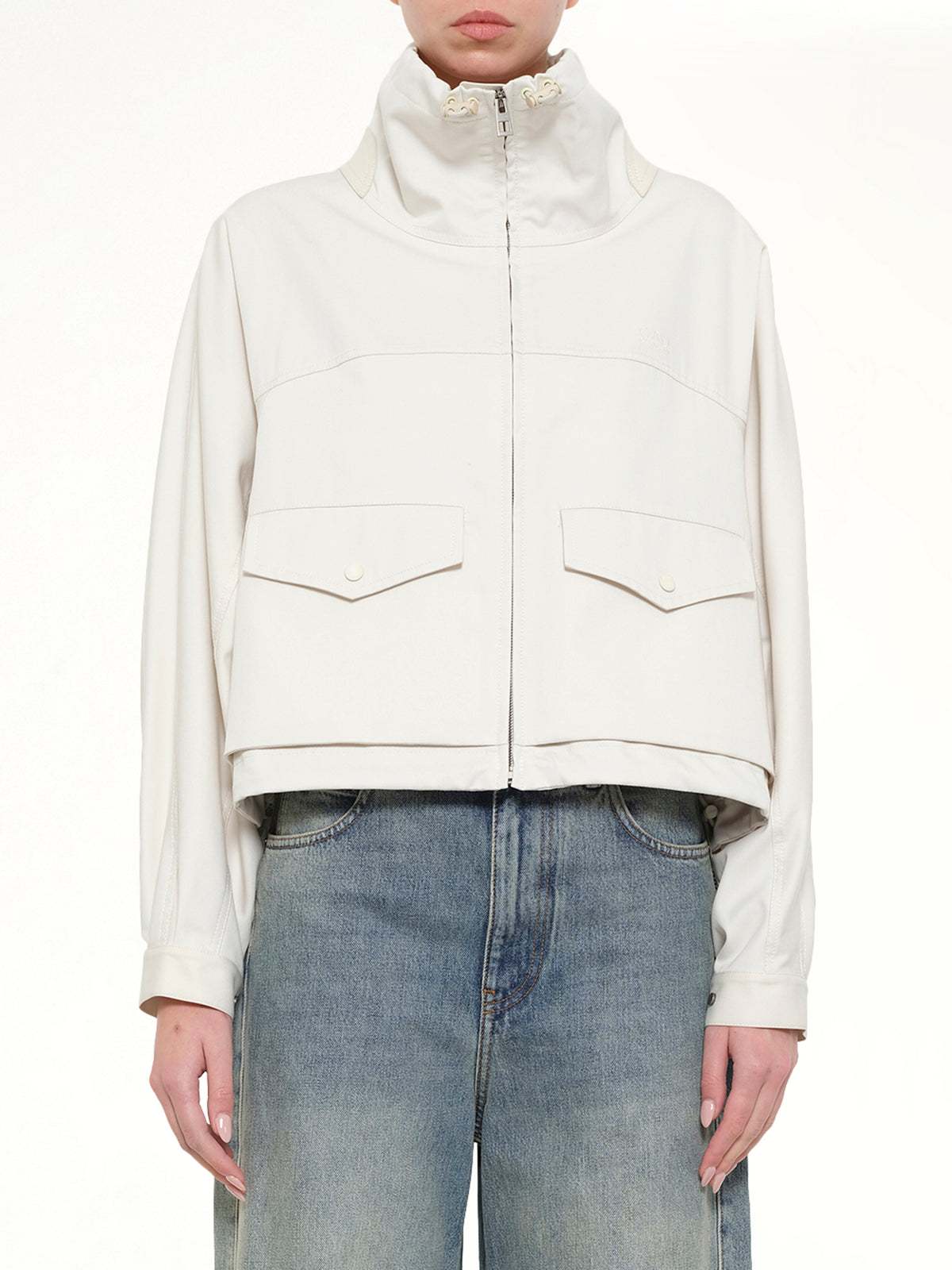Cotton Silk Garbadine Jacket in Ivory