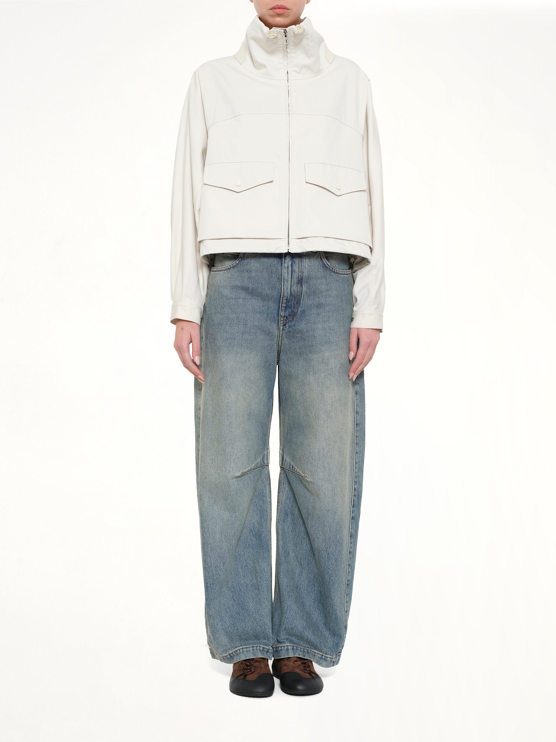 Cotton Silk Garbadine Jacket in Ivory