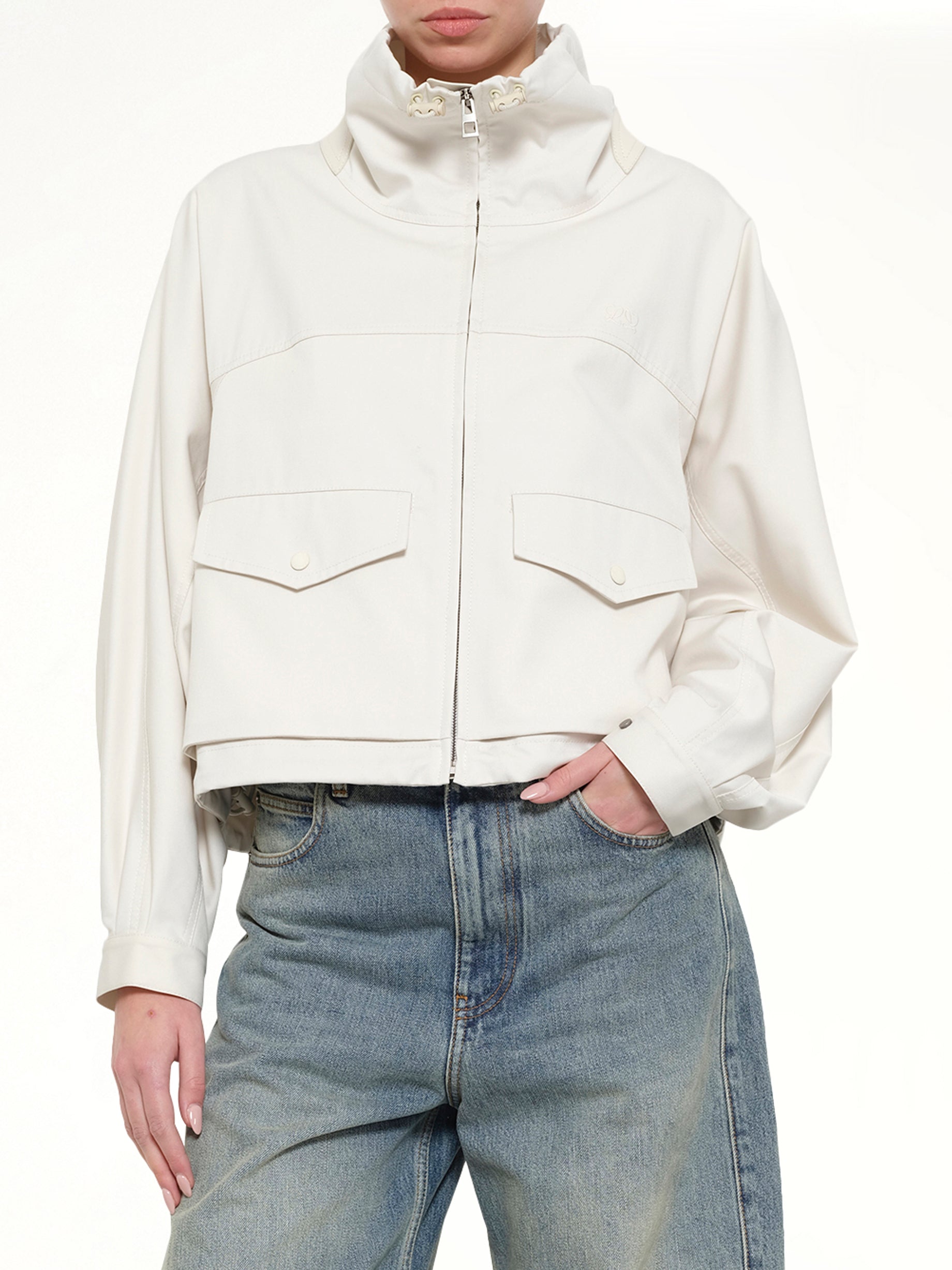 Cotton Silk Garbadine Jacket in Ivory