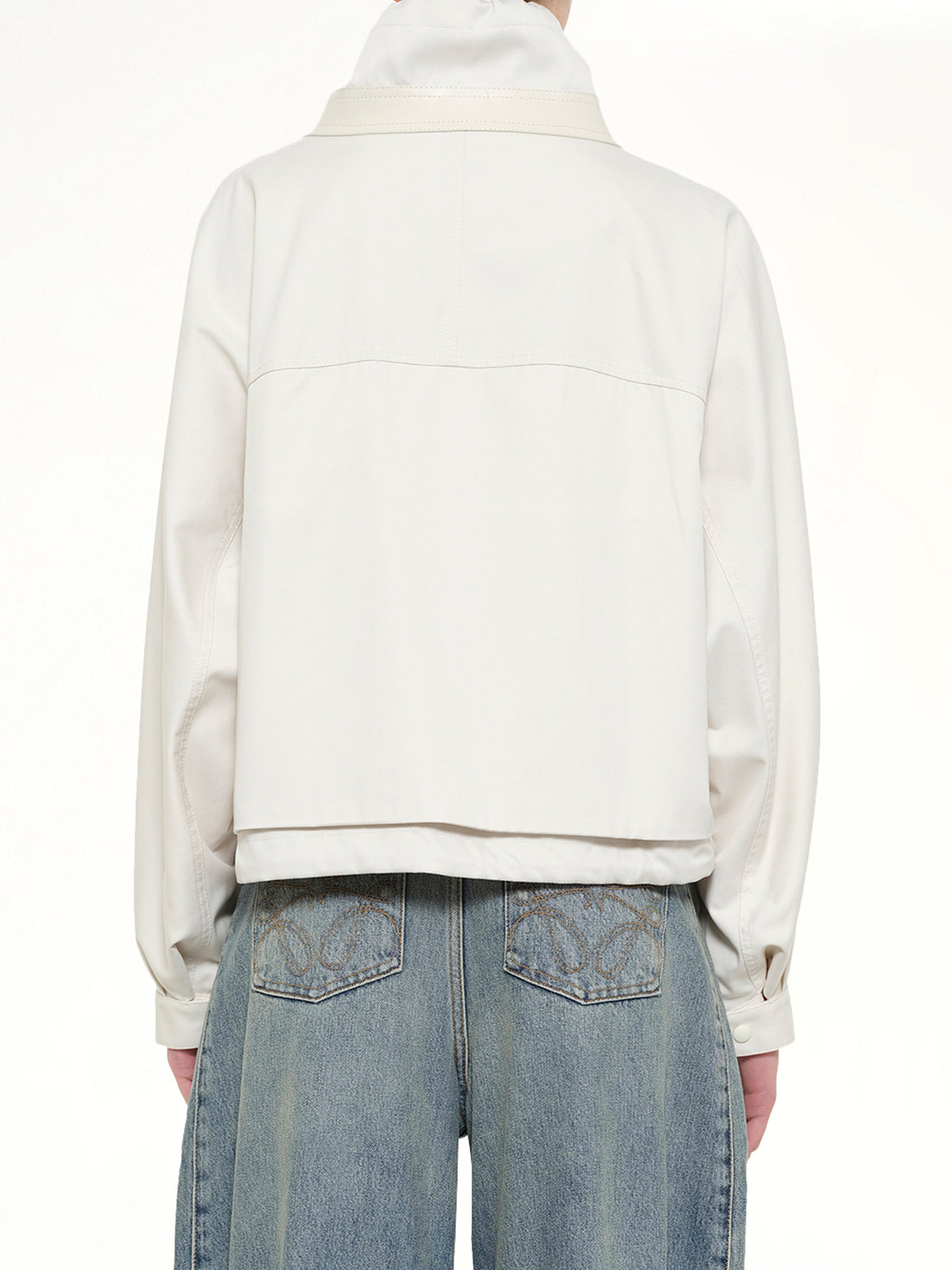 Cotton Silk Garbadine Jacket in Ivory