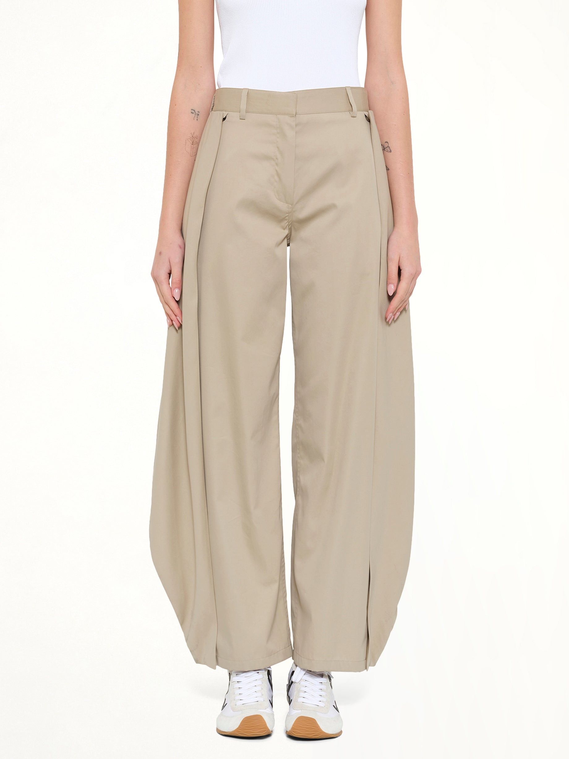 Cotton Silk Garbadine Trousers AF in Beige
