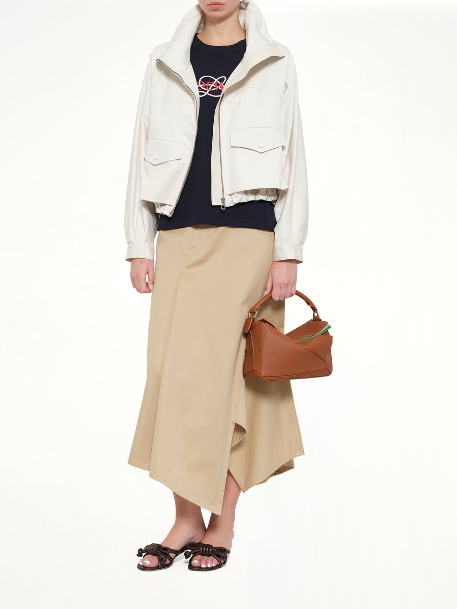 Cotton Utility Asymmetric Skirt in Beige