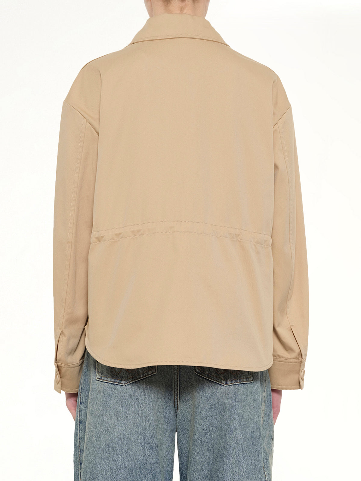 Cotton Utility Workwear Jacket in Beige