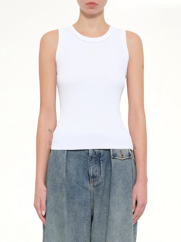 Tonal Anagram Tank Top in White