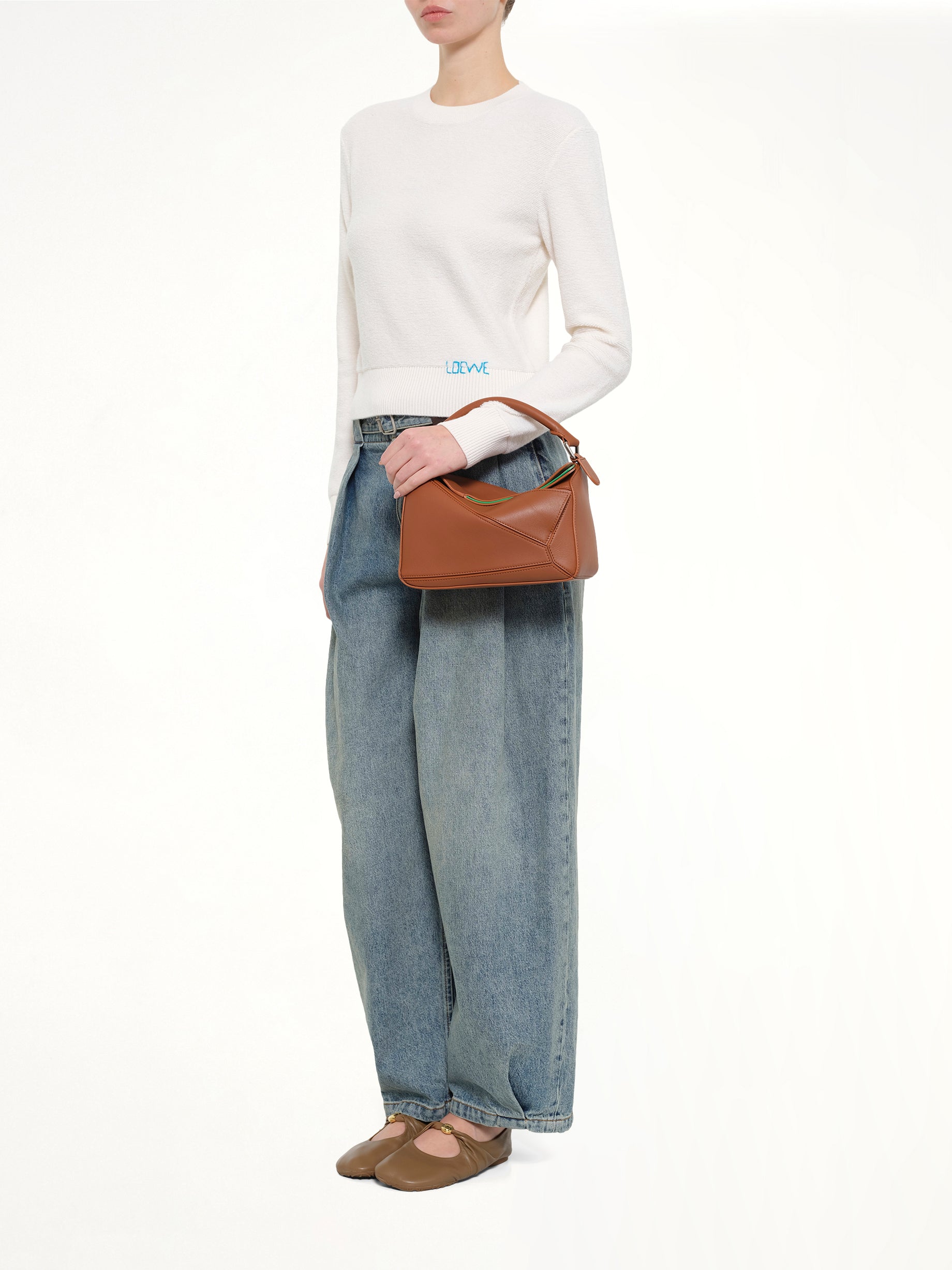 Wool Sweater in Ecru/Blue